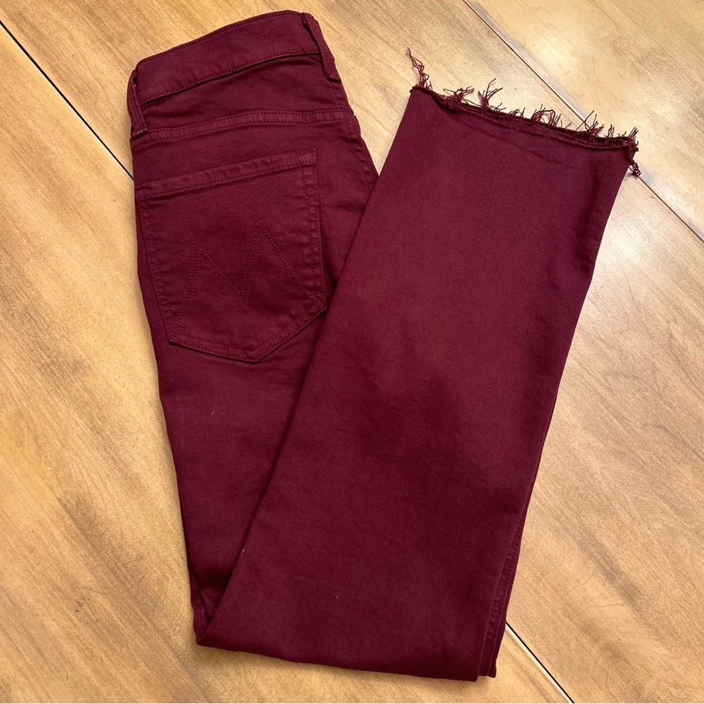 MOTHER THE TRIPPER ANKLE FRAY WASH:
BURGUNDY - Picture 3 of 10